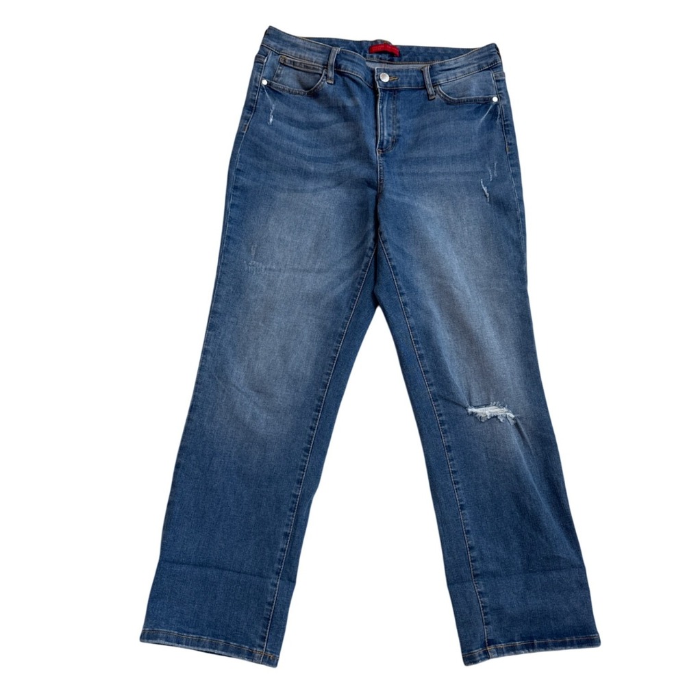 Jennifer Lopez‎ Sculpt Midrise Straight Leg Jeans Blue Wash Distressed Size 12